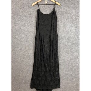 Vintage Jessica McClintock Gunne Sax Black Floral Maxi‎ Dress Size 7/8 Formal